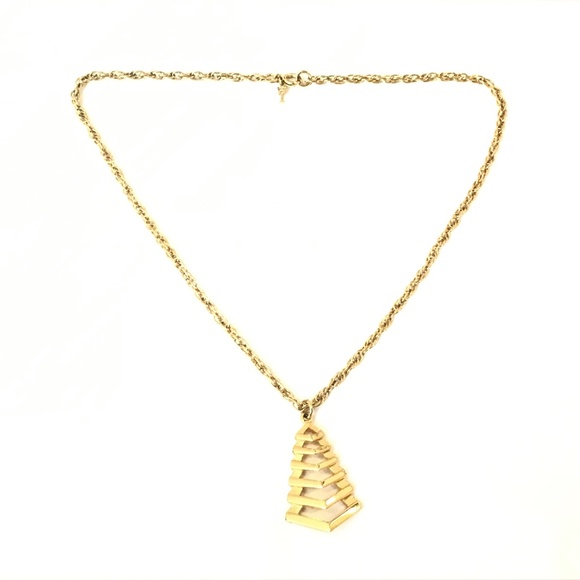 Trifari | Jewelry | Vintage Crown Trifari Gold Tone Triangle Pendant ...